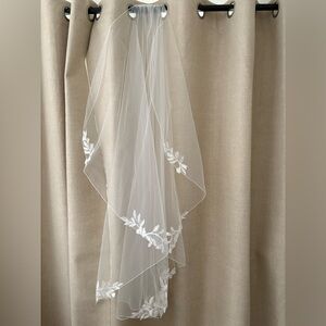 Elegant White Embroidered Veil